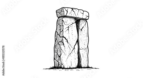 A stylized black and white line drawing of an ornate Egyptian scarab beetle.