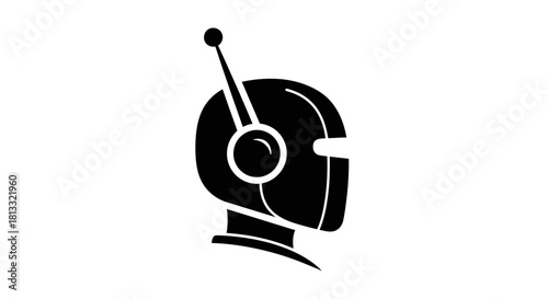 A stylized black and white line drawing of an ornate Egyptian scarab beetle.