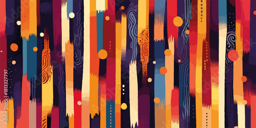 다채로운 색상의 수직 브러시 스트로크와 추상적인 질감이 조화를 이루는 현대적이고 예술적인 배경 디자인입니다.