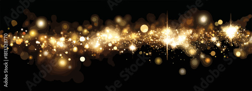 어두운 배경 위로 화려하게 빛나는 황금색 불꽃과 보케 효과가 축제 분위기를 연출하는 추상적인 벡터 배경입니다.