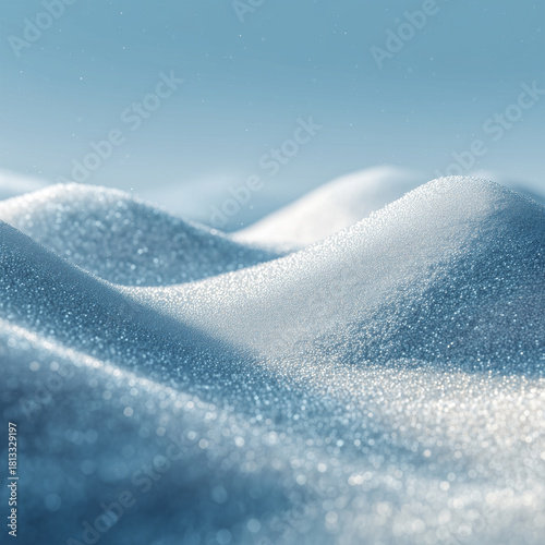 Fototapeta Naklejka Na Ścianę i Meble -  Sparkling snow dunes under blue sky 3D render