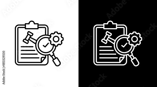 Audit Process White Icon Set Design