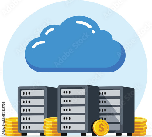 Cloud Computing and Data Server Storage Illustration
