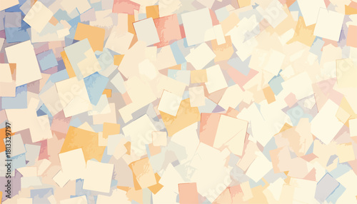 파스텔톤의 부드러운 색상의 사각형 패턴으로 이루어진 추상적인 배경, 옅은 색조의 겹쳐진 모양