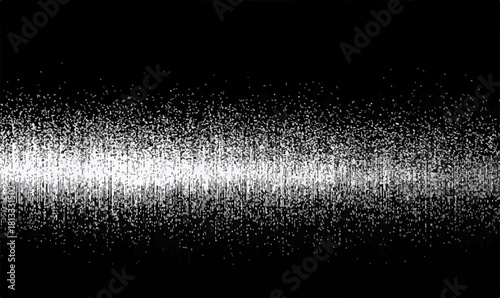 어두운 배경에 흩뿌려진 은색 반짝임과 빛나는 입자가 추상적인 질감을 만들어내는 모습
