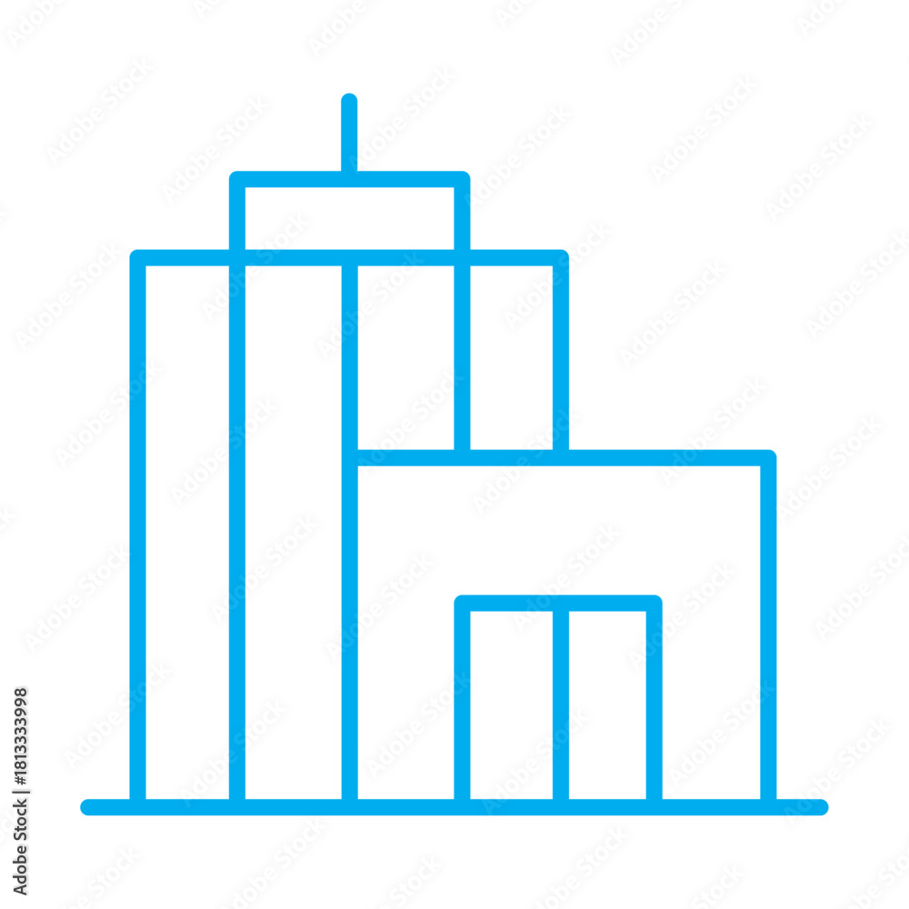 Obraz premium Office icon or logo isolated sign symbol vector illustration. Residential building icon, residential building line art simple line art of residential building. Simple drawing of a tall office building