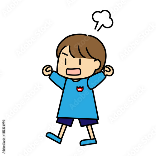 怒っている男の子のかわいいベクターイラスト