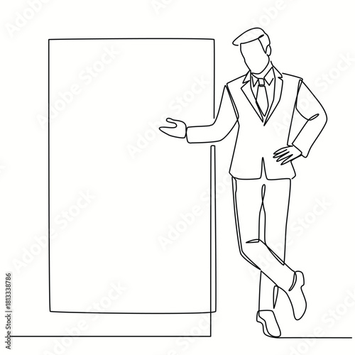 Advertising Sign One Continuous Line Vector Illustration