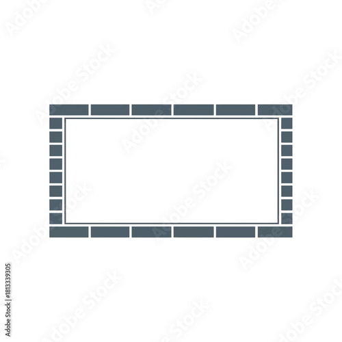 Dark Blue Brick Rectangle Frame Border Design Element Isolated on White Template