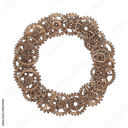 Steampunk Gears Circle Mechanical Design Fantasy Industrial Artwork Illustration