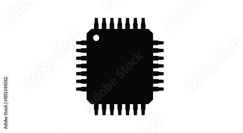 Abstract geometric pattern with bold red and blue shapes and a striking silhouette