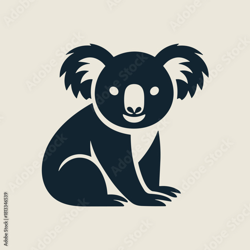 Cute Koala Bear Silhouette Logo - Minimalist, Simple, and Friendly Australian Animal Icon