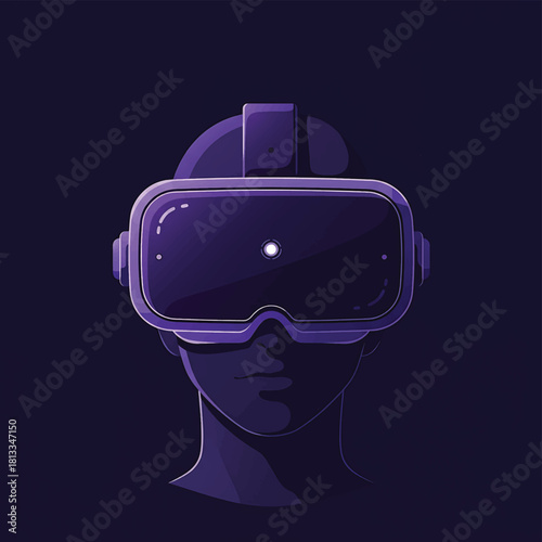 Illustration of a person wearing virtual reality headset exploring digital worlds