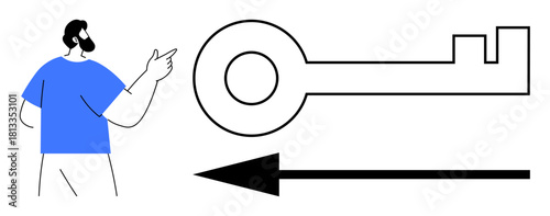 Access concept. Access ed by a key symbol and arrow indicating direction. Access visual explores security, navigation, and unlocking opportunities. For technology, business, and guidance