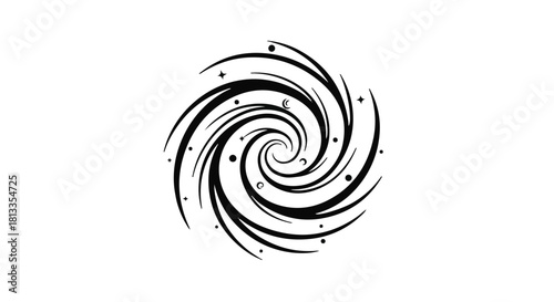 Abstract swirling vortex with stars creates a sense of cosmic energy and motion