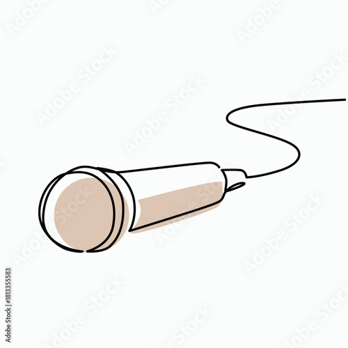 Microphone on the Floor one line drawing. Microphone on the Floor single line illustration. Microphone on the Floor minimalist line art. Microphone on the Floor vector art