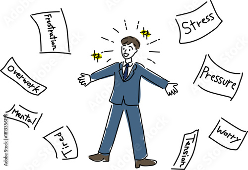 仕事から解放された会社員のイメージイラスト