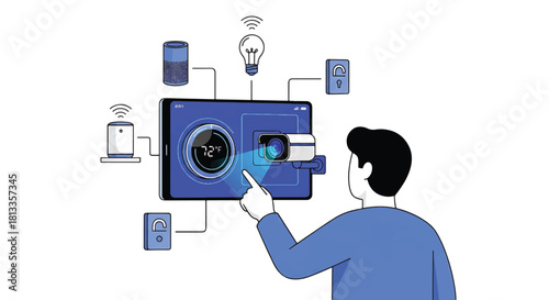 Smart home automation system controlled by a person using a digital tablet