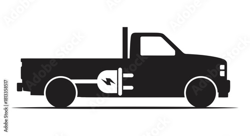 Electric pickup truck icon, symbolizing ecofriendly transportation isolated on