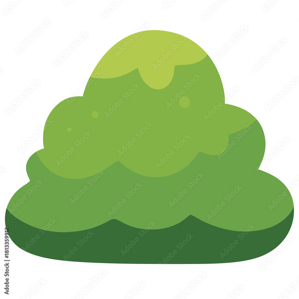 Fototapeta premium Simple Green Bush Cartoon Illustration - Basic Garden Shrub Clip Art