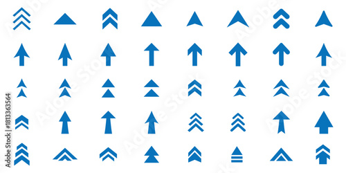 Collection of swipe up arrow icon set. blue arrow icon set with directional concepts. swipe up icons in diffrent styles, vector illustration.