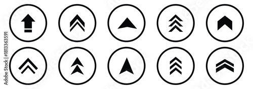 Set  swipe up arrows icons. Different black arrows sign upwards. Scroll or swipe up. Graphic vector elements for web, applications, infographic, social media. Concepts for Web and Mobile Applications.