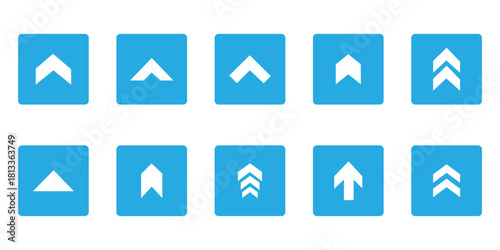 Collection of swipe up arrow icon set. blue arrow icon set with directional concepts. swipe up icons in diffrent styles, vector illustration.