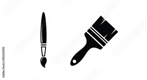 A simple illustration of a paintbrush and a paint brush