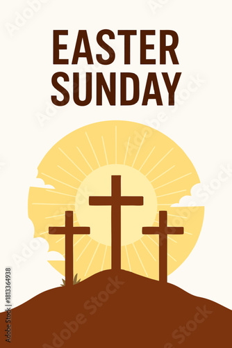 Easter Sunday Cross Illustration – Christian Faith and Resurrection Concept Artwork