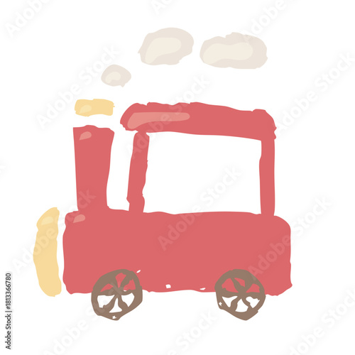 かわいい汽車の先頭車両イラスト｜子ども向け・シンプル・ベタ塗り