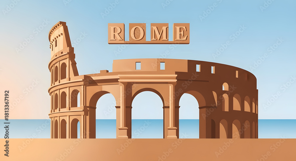 Obraz premium Colosseum Rome Illustration: Ancient Landmark Vector Art