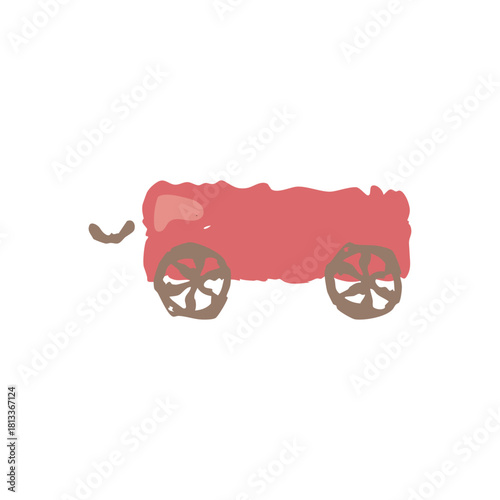 かわいい汽車の客席車両イラスト｜子ども向け・シンプル・ベタ塗り