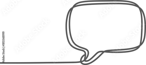 Continuous one line drawing of speech bubble or thought balloon, minimal communication symbol, simple conversation icon, modern design element