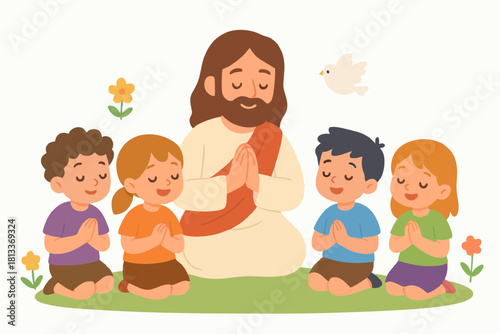 Warm illustration of Jesus comforting a young boy, showing love, protection, and gentle guidance.