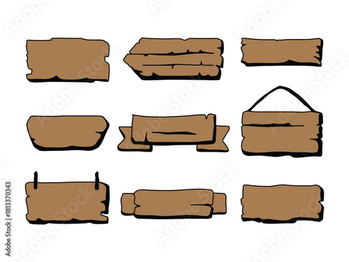 Vintage Wood Sign Clipart Collection Editable Vector Pack