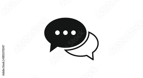 Simple black and white illustration of two overlapping speech bubbles