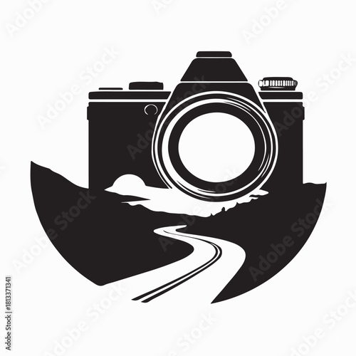 Photography Adventure Mountain Emblem Vector isolated on white background