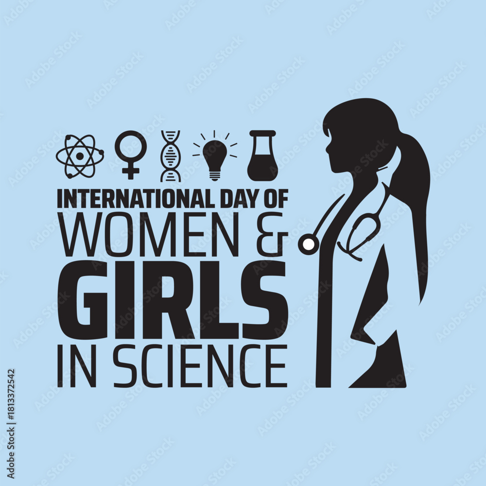 Fototapeta premium International Day of Women and Girls in Science february 11 vector illustration logo symbol background icon design