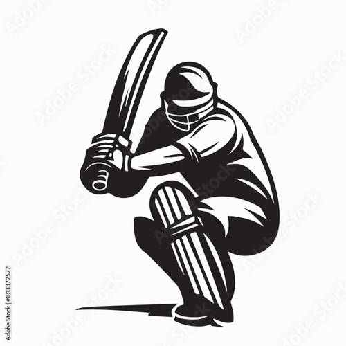 Cricket Player Action Logo Design Vector isolated on white background