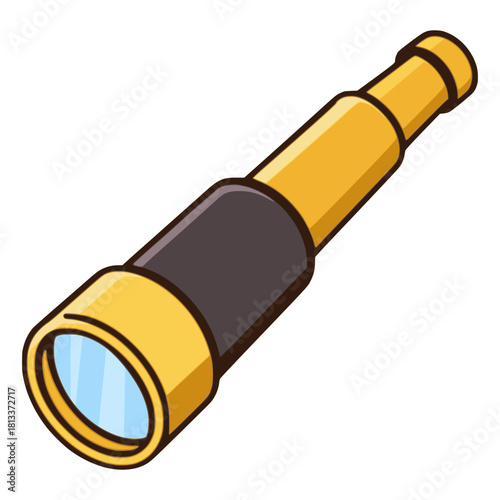 pirate spyglass monocular flat color vector illustration template design