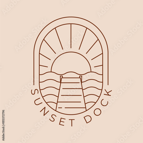 pier vintage wooden dock vector illustration logo symbol background icon design