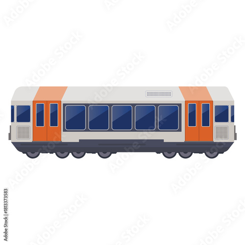 Modern Passenger Train With Orange Accents And Dark Tinted Windows On A Transparent Background