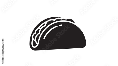 Black Taco Icon Isolated on White Background