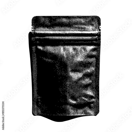 Stock photo of black stand up pouch mockup for food packaging and product display needs