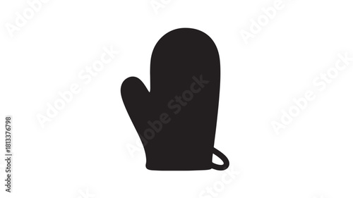 Black Oven Mitt on White Background