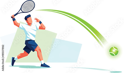 Tennis player hitting ball Vector