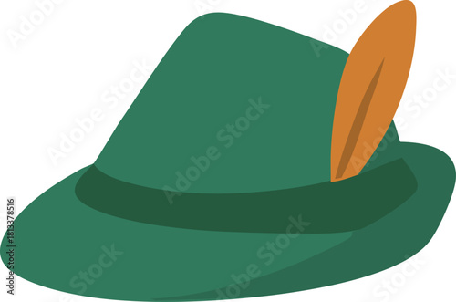 Green felt fedora with feather