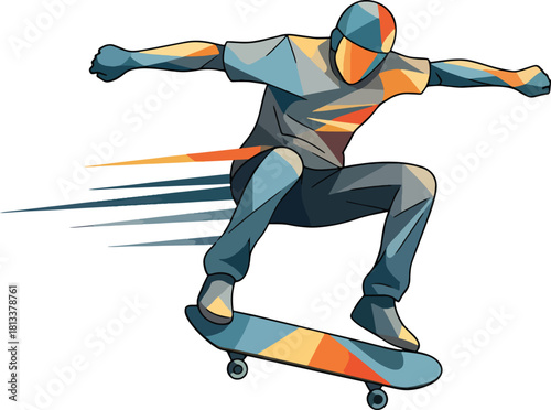 Dynamic skateboard trick illustration Vector