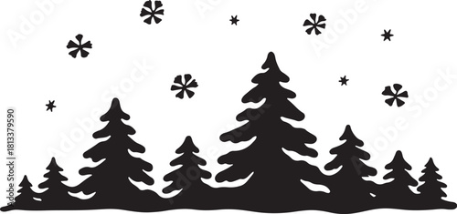 Christmas trees in a snowy winter landscape vector illustration