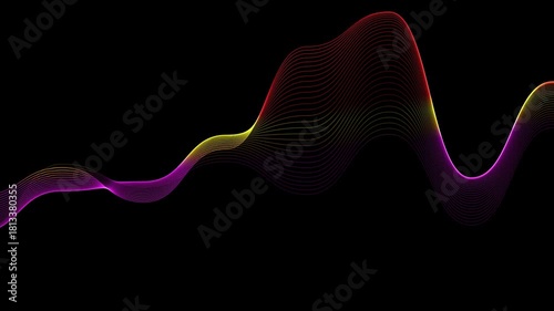 Colorful Abstract Waveforms Representing Sound Waves With Dynamic Patterns and Visual Rhythm